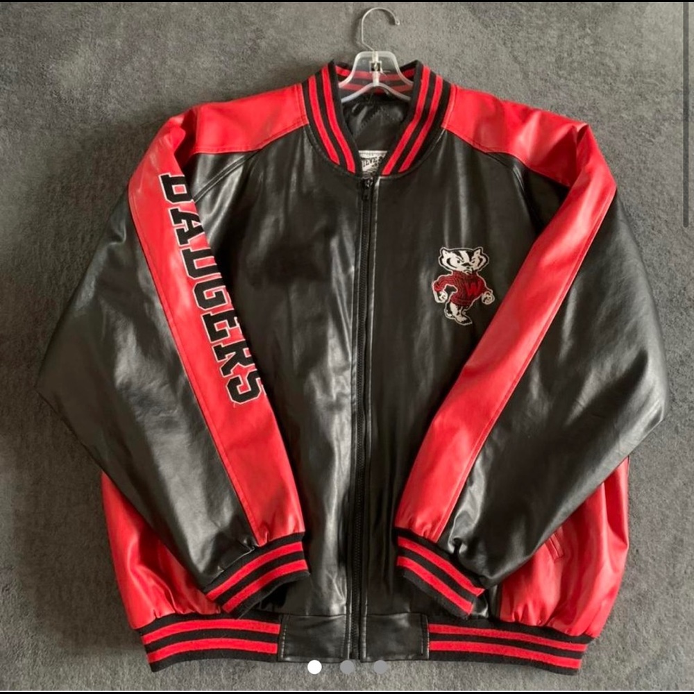 Wisconsin football vintage leather jacket size XXL